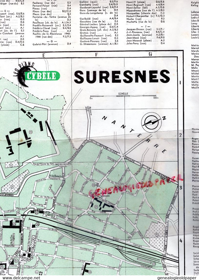 92- SURESNES - CARTE GUIDE PLAN DES RUES-  CYBELE  1960 - Altri Disegni