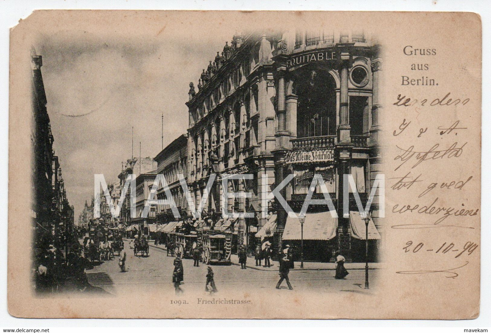 Cpa Trés Animée  1899  " Gruss Aus Berlin  - Friedrichstrasse  " - Friedrichshain