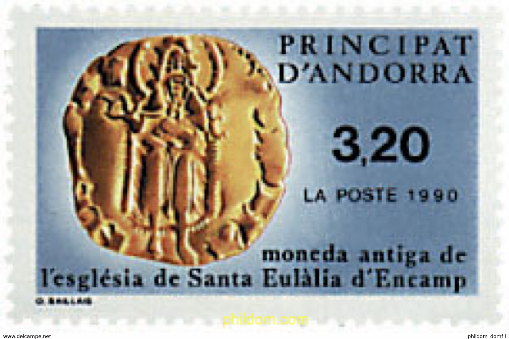 46102 MNH ANDORRA. Admón Francesa 1990 PIEZA MONEDA DE SANTA EULALIA DE ENCAMP - Sammlungen