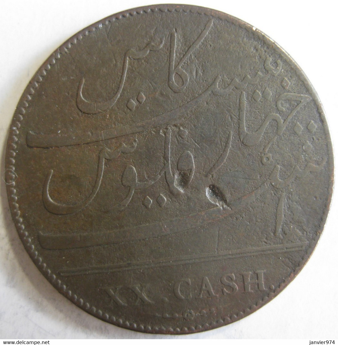 Reunion & Maurice, 20 Cash 1803 , East India Company, En Cuivre, Lec# 12 - Reunion