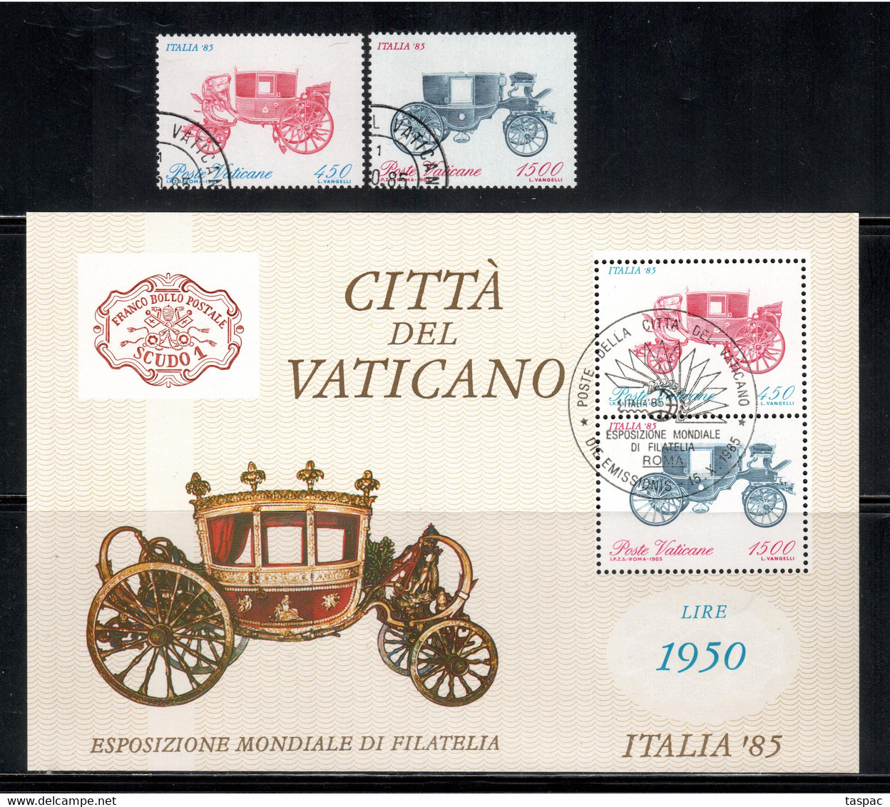 Vatican 1985 Mi# 880-881 A, Block 8 Used - Italia '85 / Coaches - Used Stamps