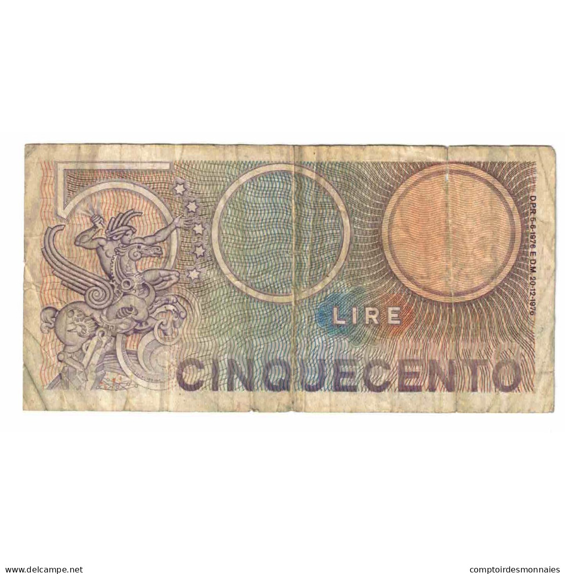 Billet, Italie, 500 Lire, 1976, 1976-06-05, KM:95, AB - 500 Lire