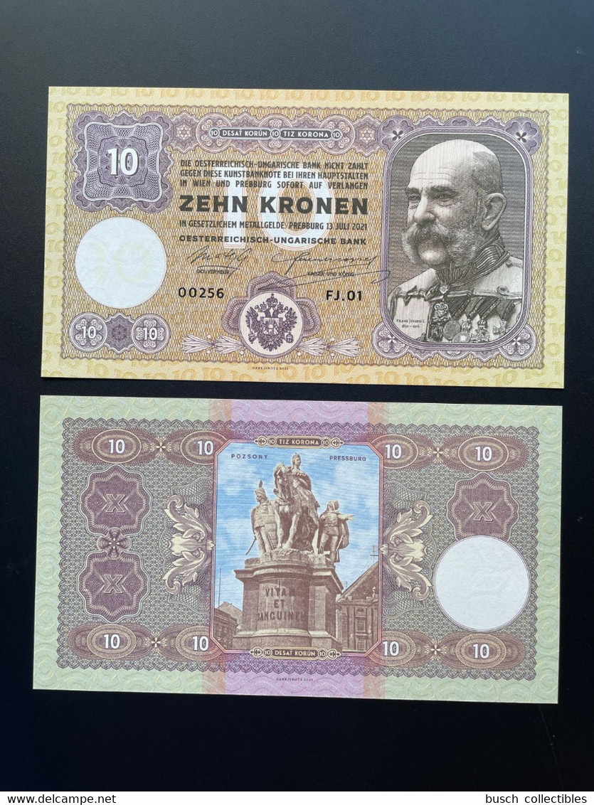 2021 Matej Gabris 10 Kronen Österreich Kaiser Franz Josef Pressburg UNC SPECIMEN ESSAY Tirage Limité - Specimen