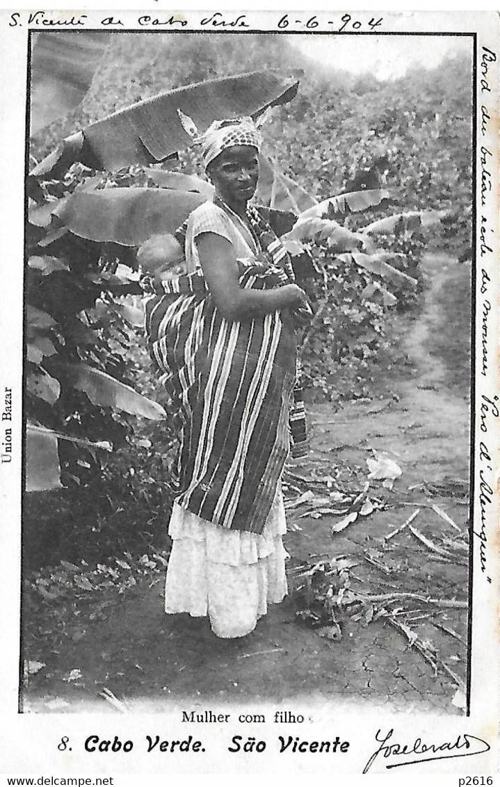 AFRIQUE - CAP- VERT -  1904 -  SAO VICENTE -  MULHER COM FILHO -  VOIR LE VERSO - Kaapverdische Eilanden