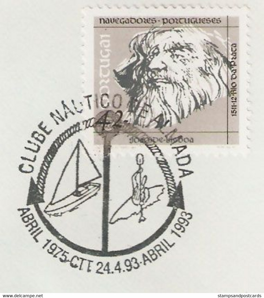 Portugal Lettre Cachet Commemoratif Club Nautique De Almada Ancre 1993 Event Postmark Almada Nautical Club Anchor - Flammes & Oblitérations