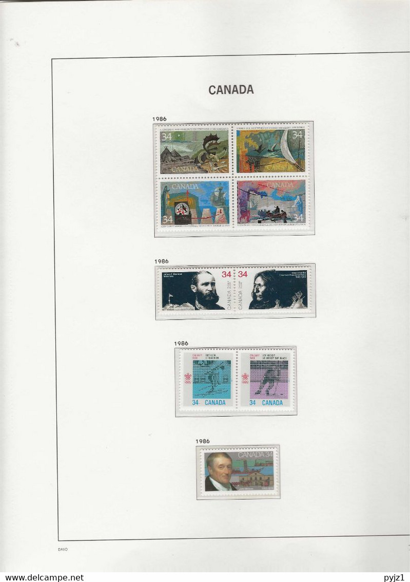 1986 MNH Canada Year Collection According To DAVO Album Postfris** - Années Complètes