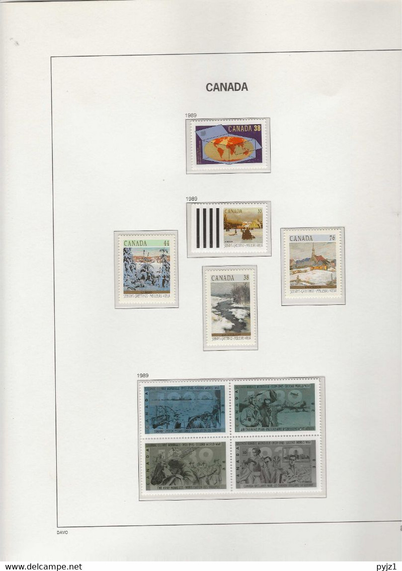 1989 MNH Canada Year Collection According To DAVO Album Postfris** - Volledige Jaargang