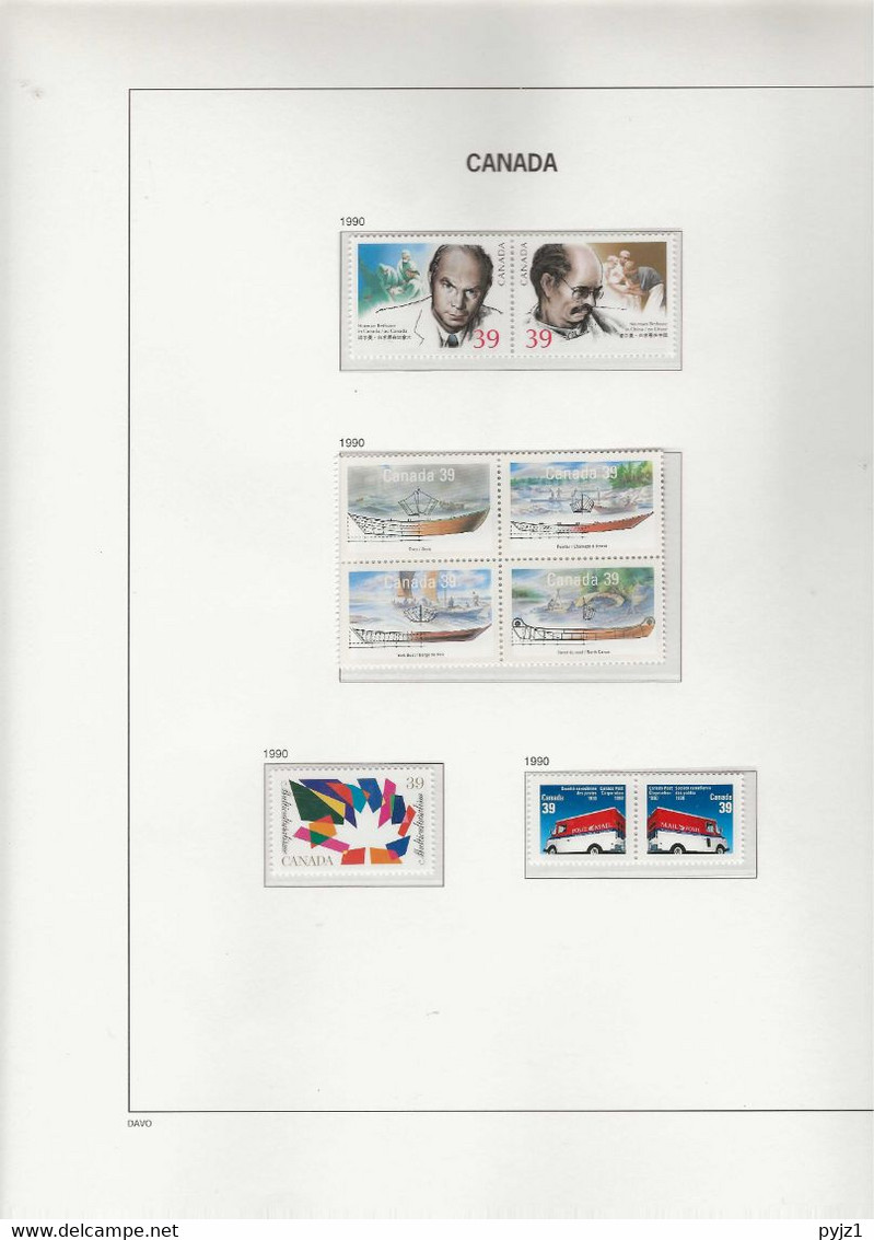 1990 MNH Canada Year Collection According To DAVO Album Postfris** - Volledige Jaargang