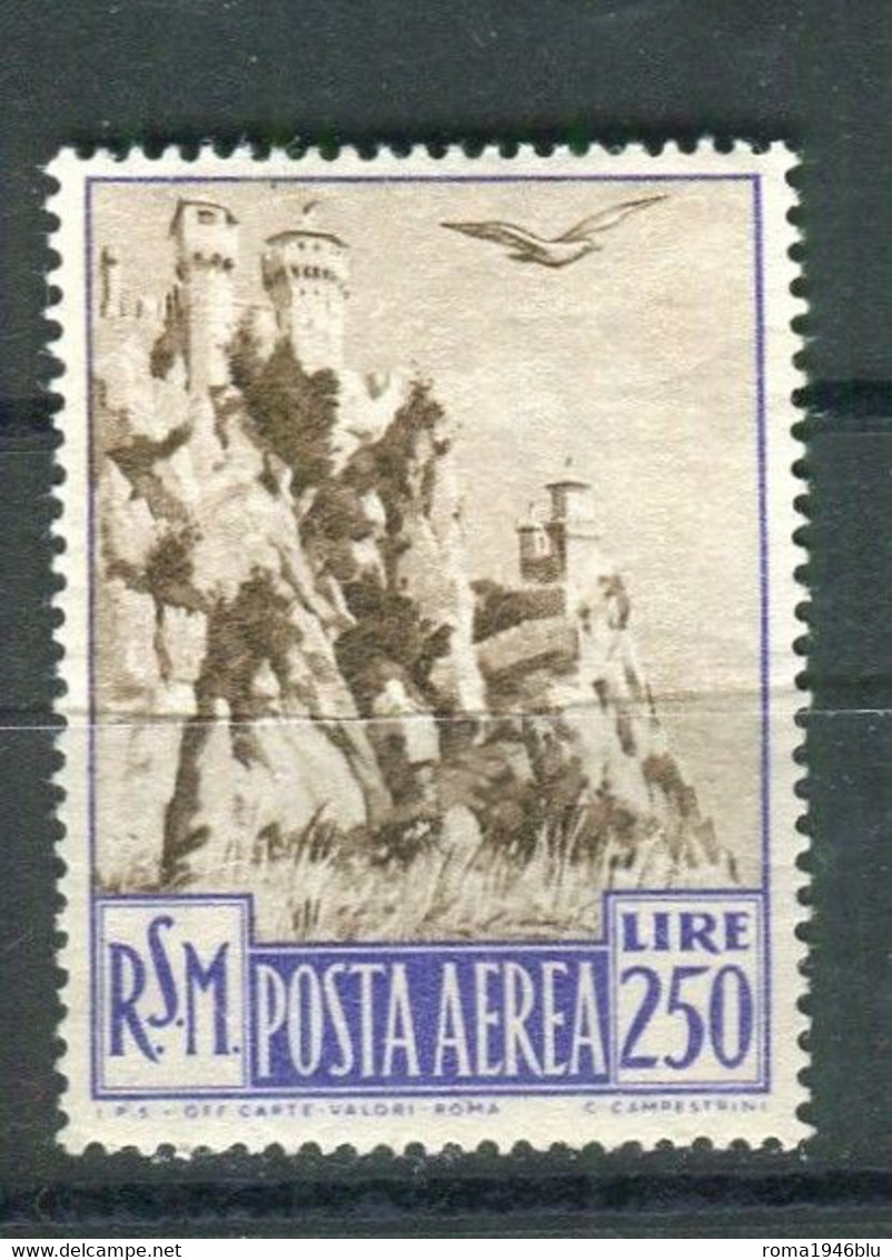 SAN MARINO 1950 POSTA AEREA VEDUTE  250 L. ** MNH - Posta Aerea