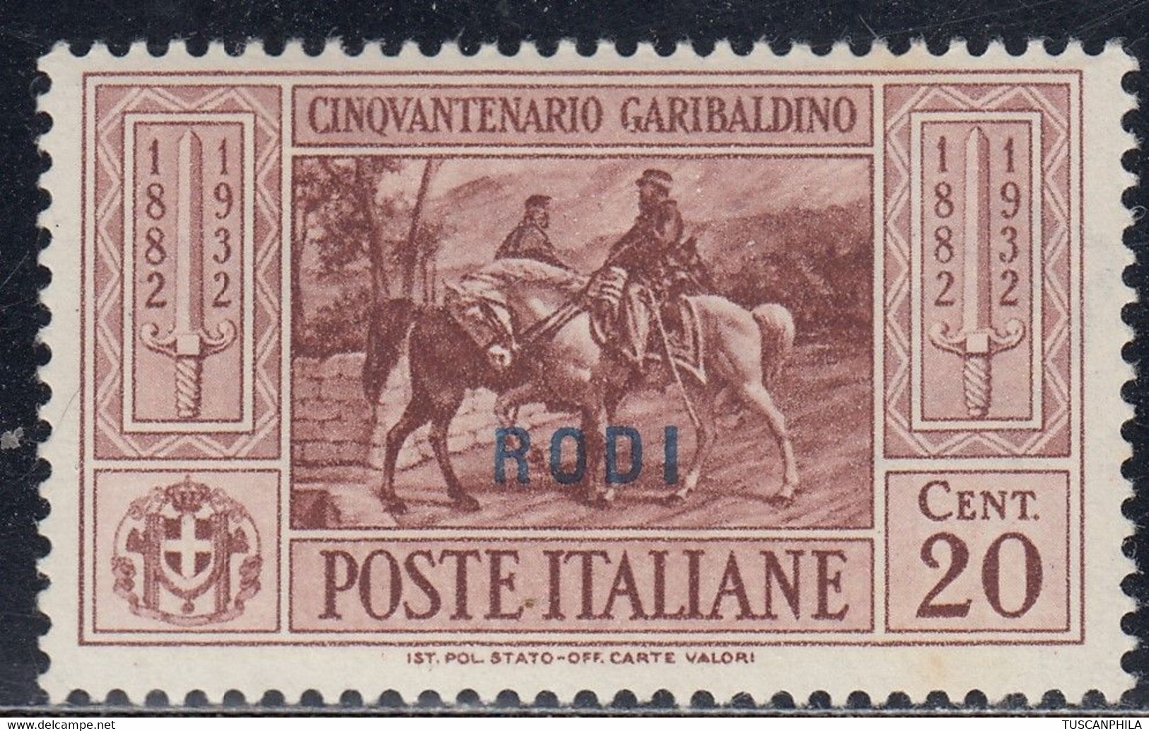 1932 Giuseppe Garibaldi 1 Valore Sass. 21 MNH** Cv 70 - Egée (Rodi)