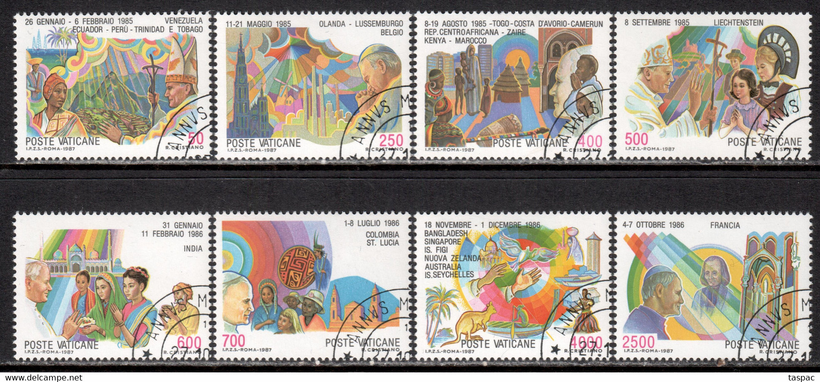 Vatican 1987 Mi# 926-933 Used - Journeys Of Pope John Paul II, 1985-86 - Usados