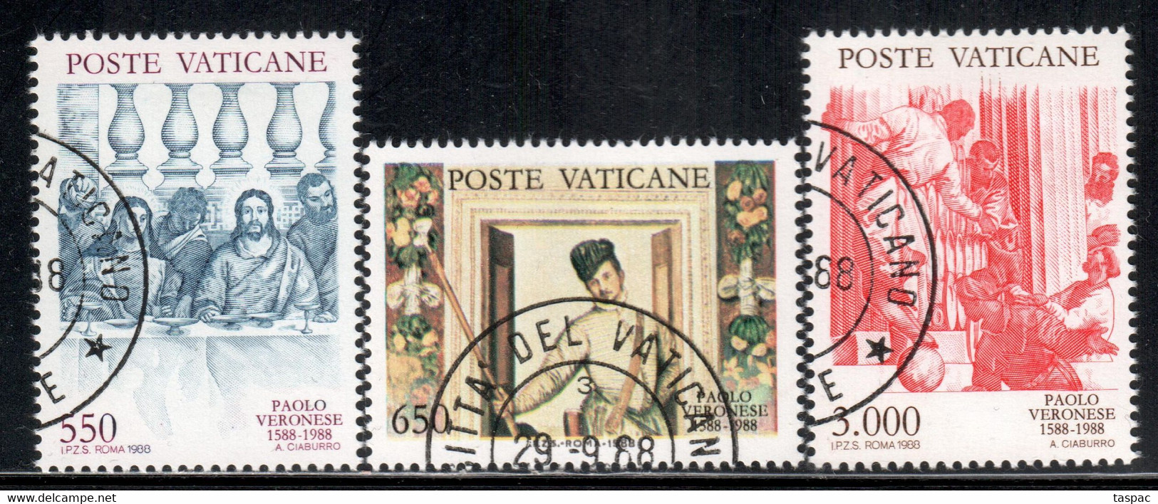 Vatican 1988 Mi# 949-951 Used - Paintings By Paolo Veronese - Oblitérés