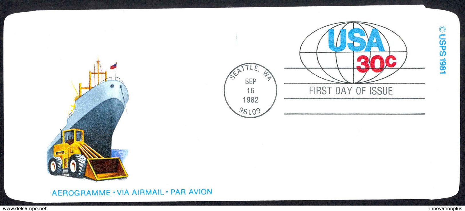 USA Sc# UC55 FDC Aerogramme (Seattle, WA) 1982 9.16 Made In USA - 1981-1990