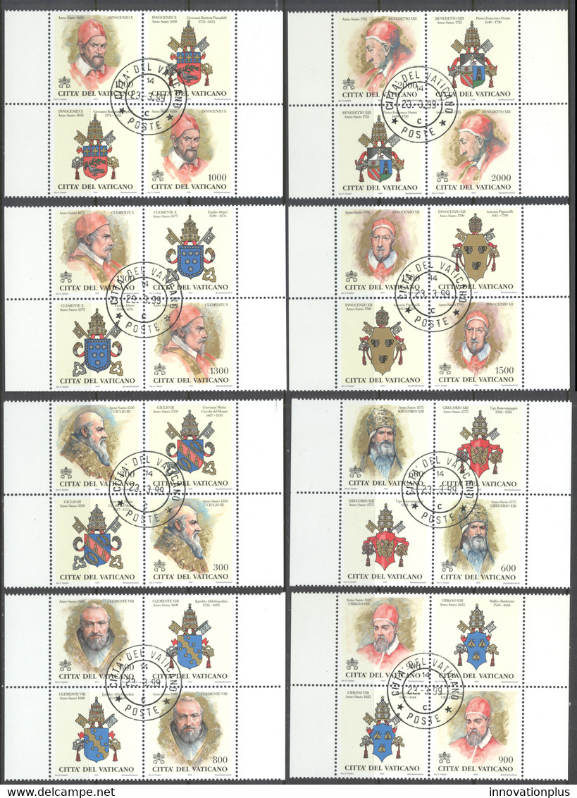 Vatican Sc# 1095-1102 FD Cancel Block/2 1999 Popes Of The Holy Years - Gebruikt