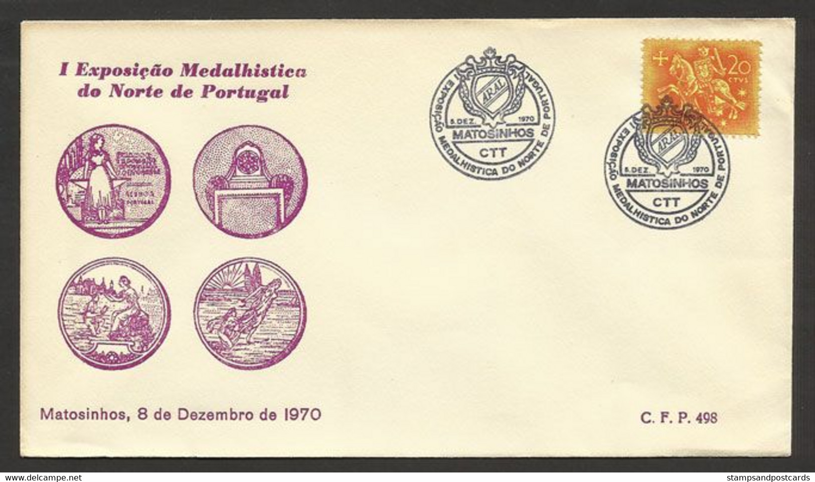 Portugal Cachet Commémoratif  Expo Medailles Matosinhos 1970 Event Postmark Medals Expo 1970 - Flammes & Oblitérations