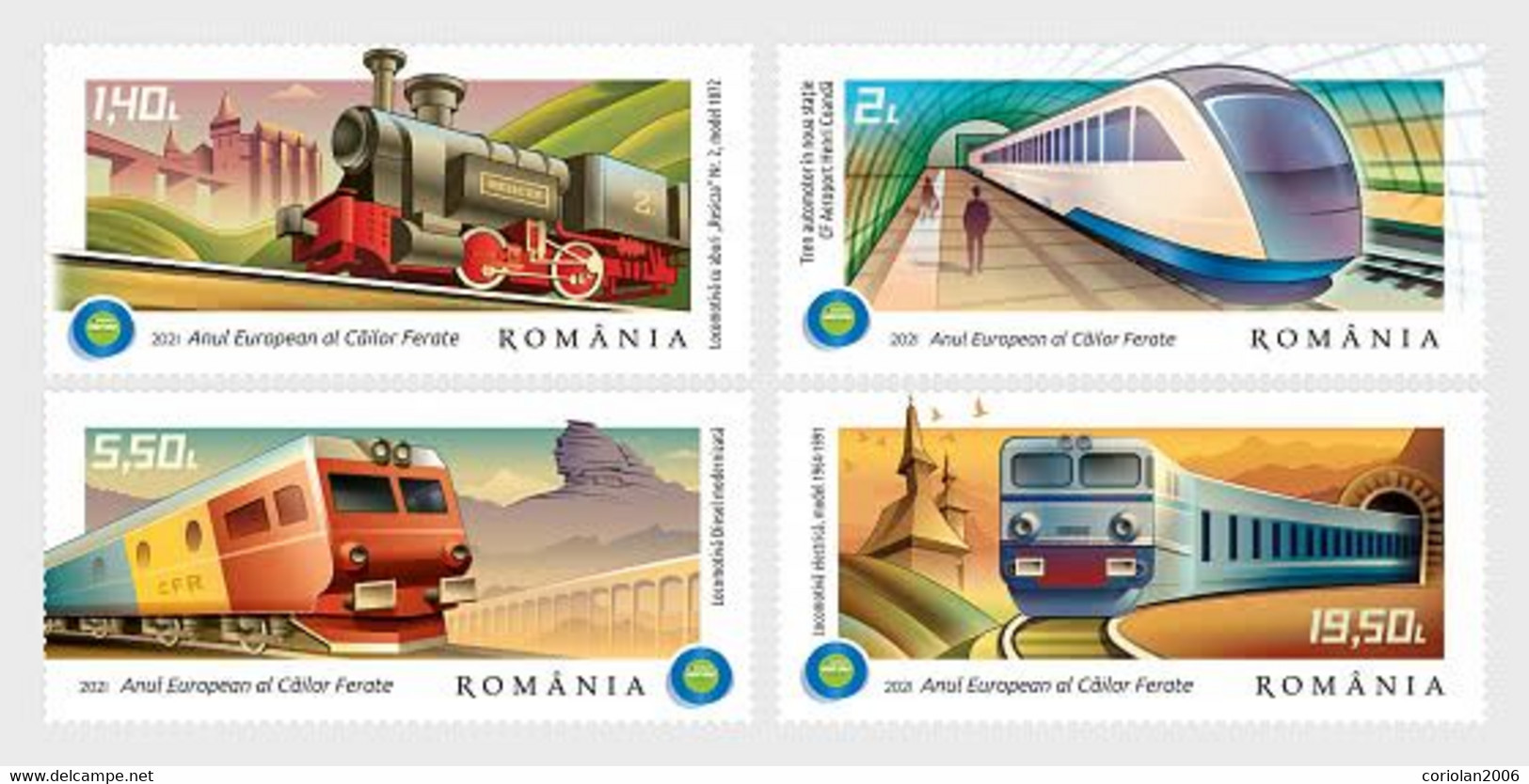 Romania 2021 / European Year Of Rail / Set 4 Stamps - Unused Stamps