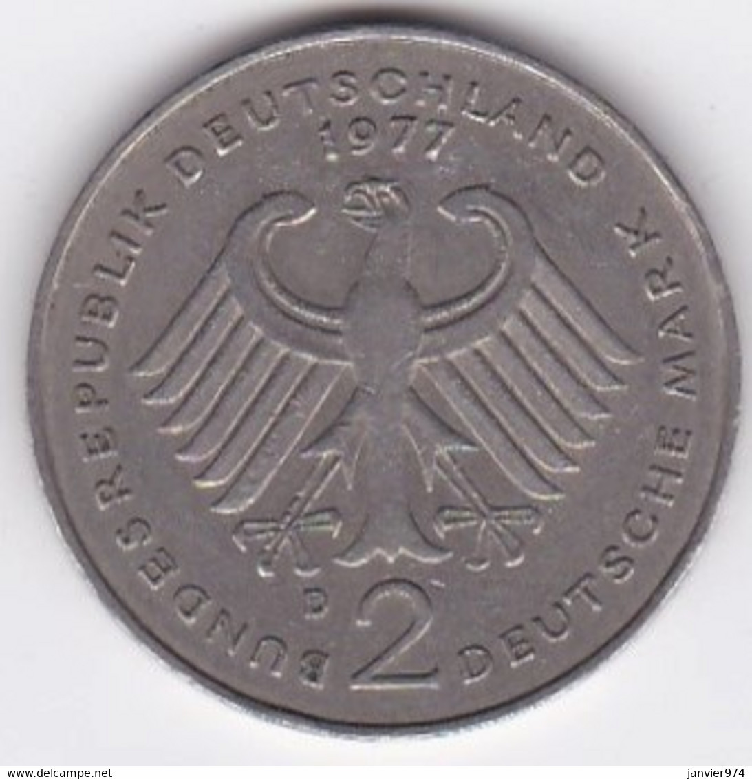 2 Mark 1977 D MUNICH  Konrad Adenauer, KM# 124 - 2 Marcos