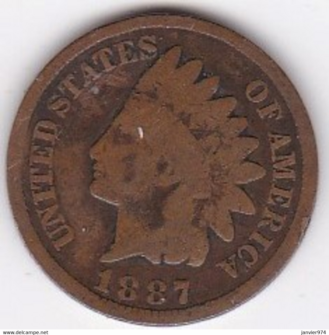 Etats-Unis . One Cent 1887 . Indian Head - 1859-1909: Indian Head