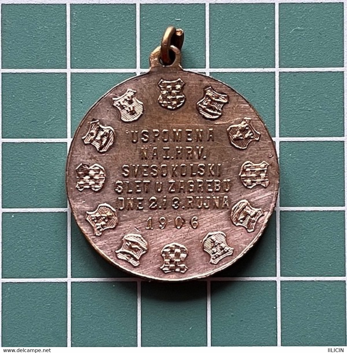 Medal Plaque Plakette PL000175 - Gymnastics Sokol Austria Hungary Croatia Hrvatska Zagreb 1906 - Gymnastiek