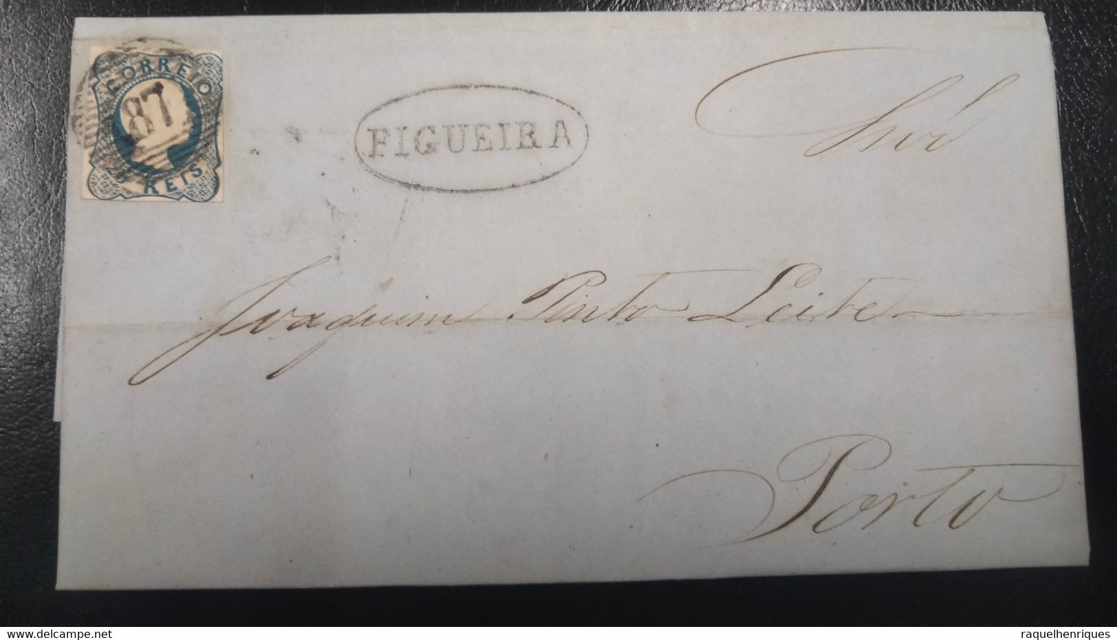 PORTUGAL LETTER - 1857 D. PEDRO V 25 REIS - FIGUEIRA - PORTO (PLB#01-151) - Briefe U. Dokumente