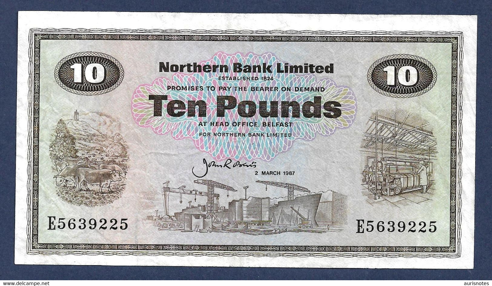 Northern Ireland 10 Pounds 1987 P189e VF+ - 10 Pounds