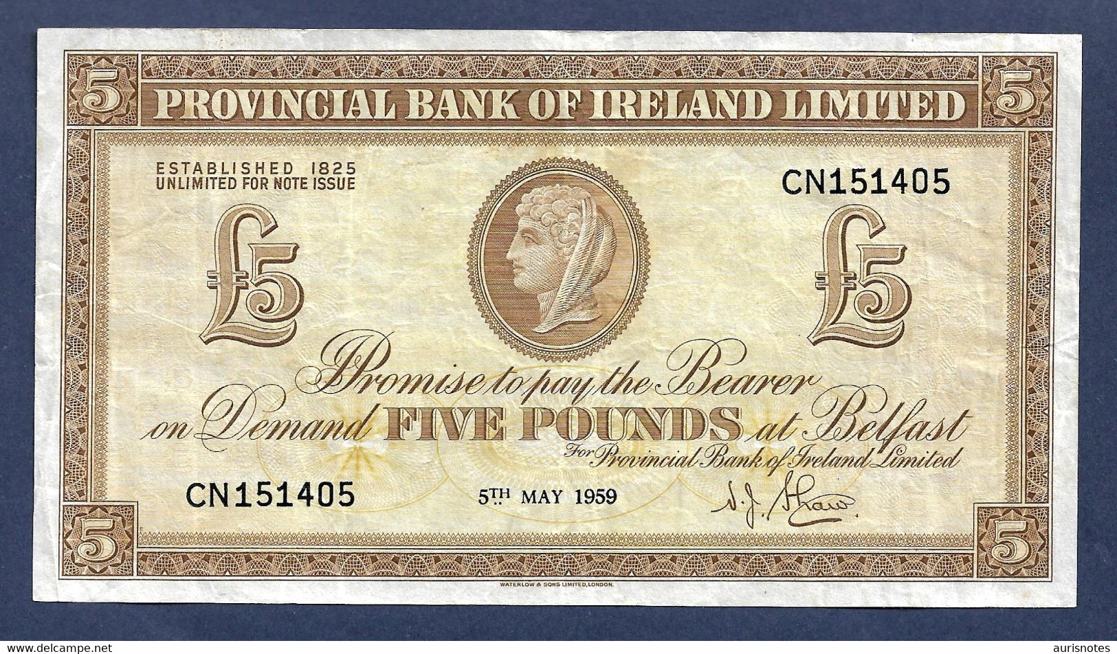 Northern Ireland 5 Pounds 1959 P242 VF - 10 Pounds