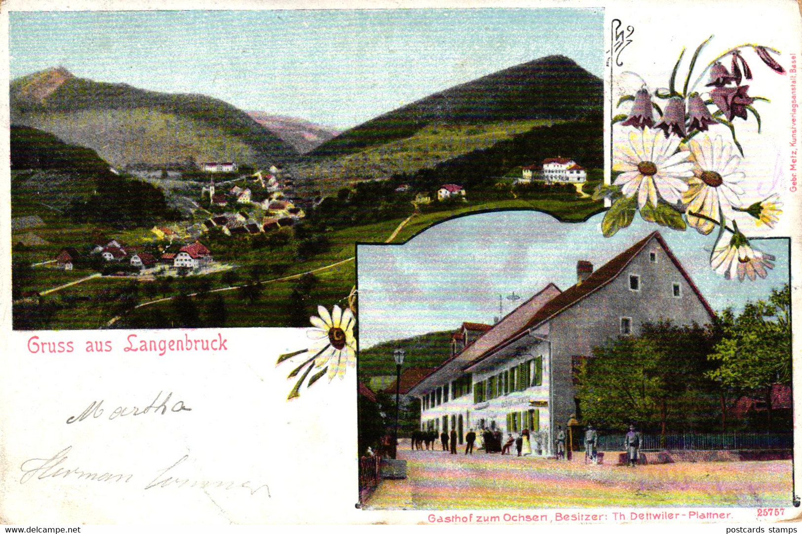 Langenbruck, Gesamtansicht Und Gasthof "Zum Ochsen", 1904 - Langenbruck