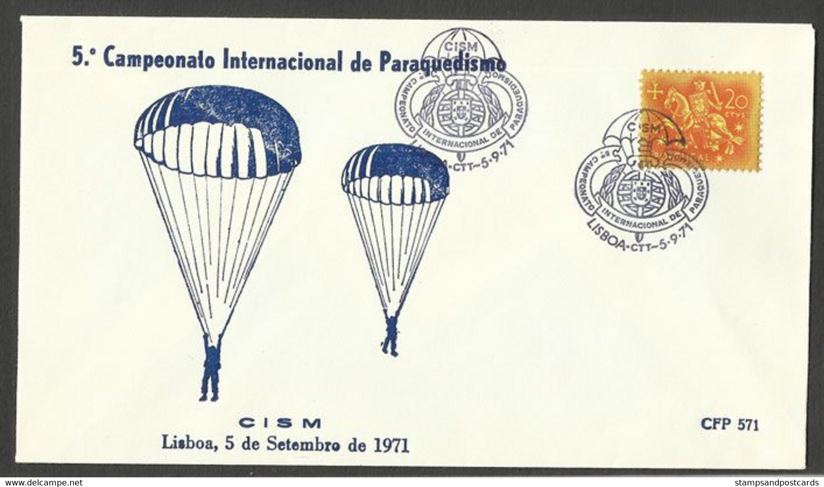Portugal Cachet Commémoratif Championat Internationale Parachutisme 1971 Event Postmark World Parachuting Championship - Parachutisme
