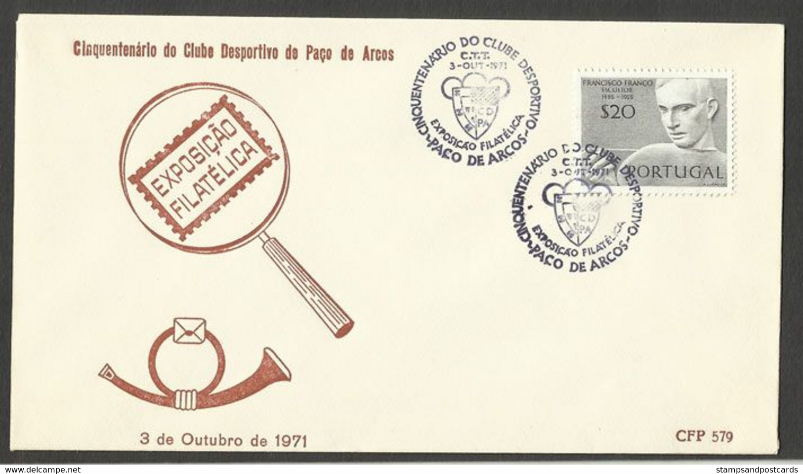 Portugal Cachet Commémoratif  Expo Philatelique 50 Ans Club Sportif De Paço De Arcos 1971 Event Postmark - Annullamenti Meccanici (pubblicitari)