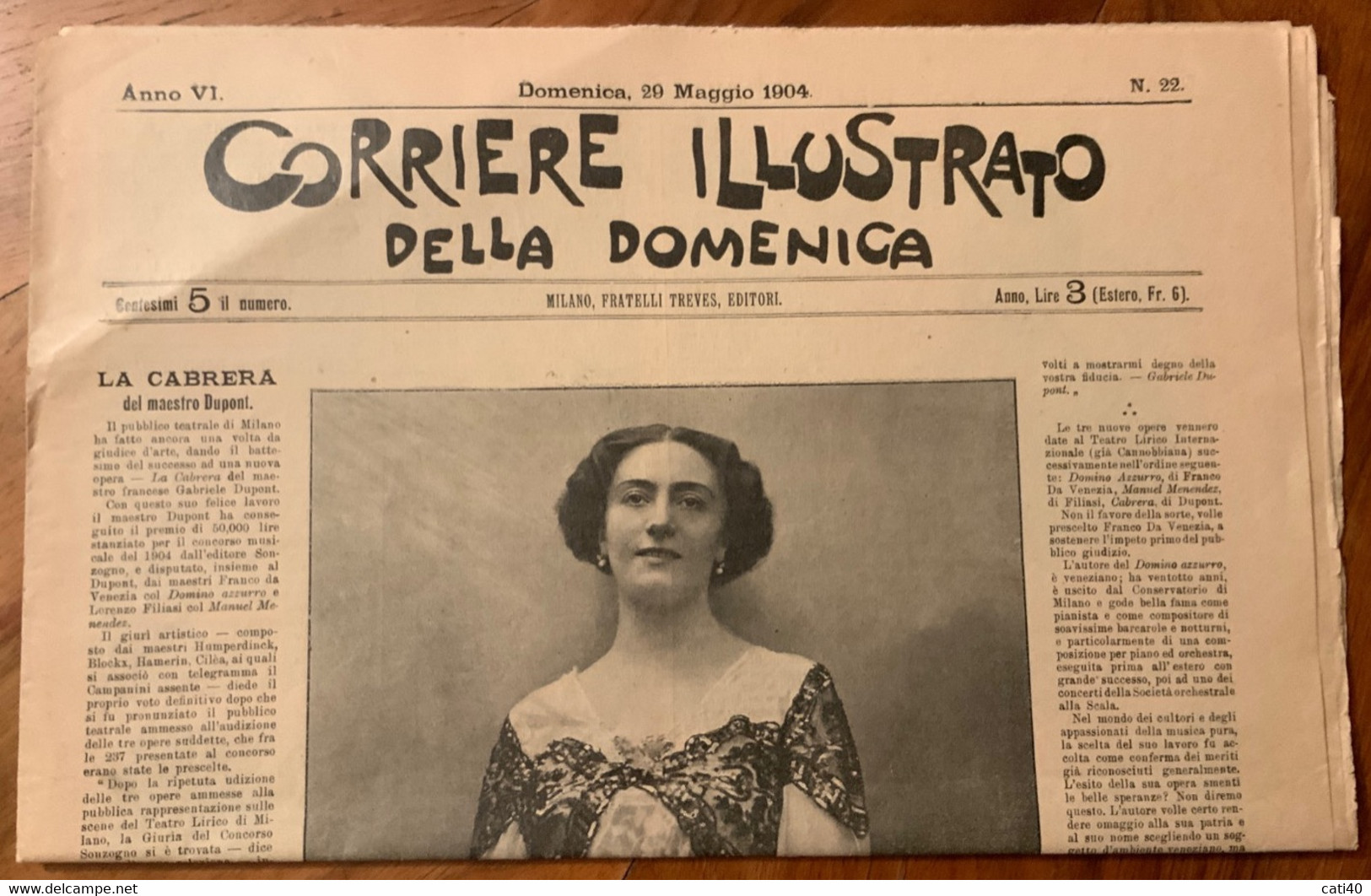 CORRIERE ILLUSTRATO DELLA DOMENICA - GEMMA BELLINCIONI In CABRERA - COMPLETO - 29/5/1904 - First Editions