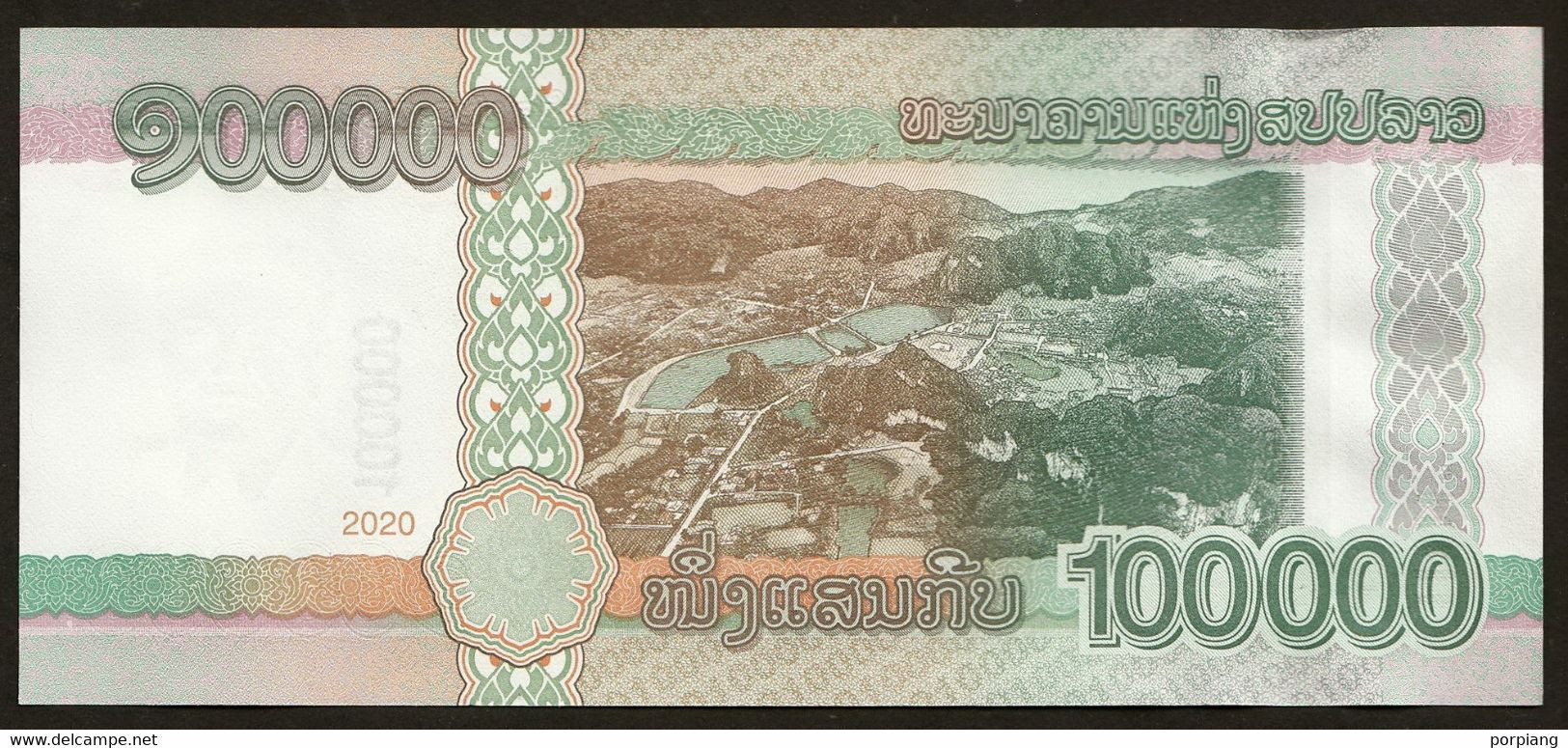 100000 Kip P-W42A First Prefix AA Laos 2020 Issued 2022 UNC - Laos