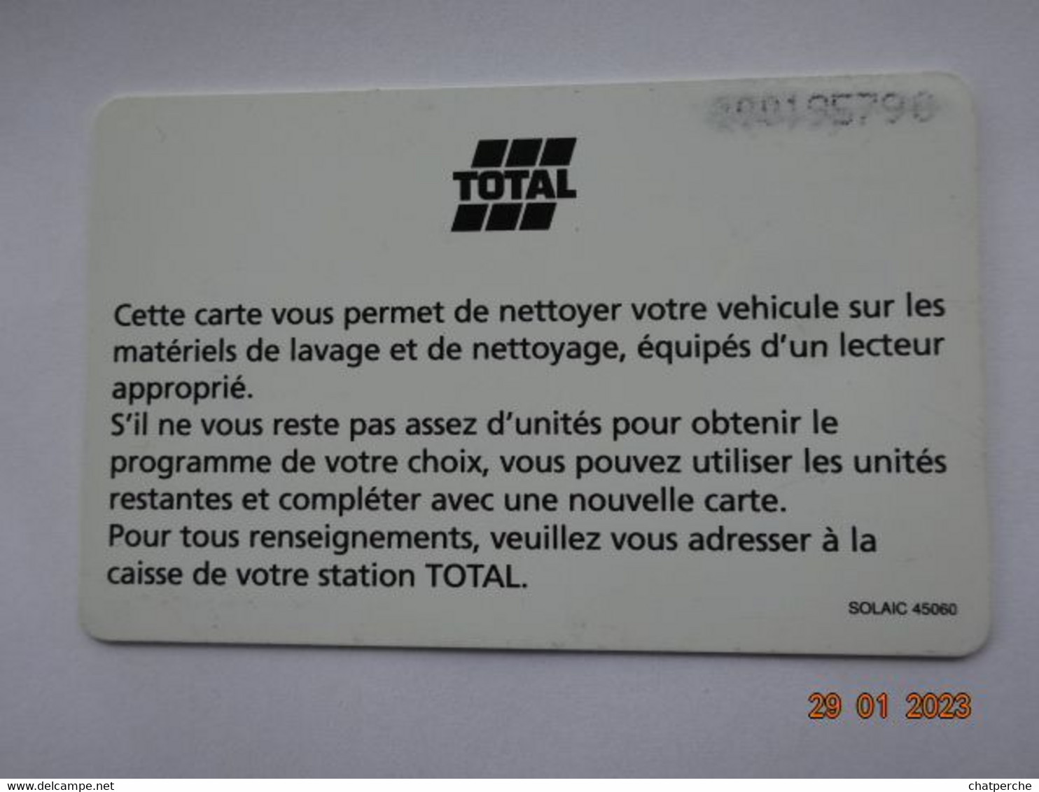 CARTE A PUCE CHIP CARD  CARTE LAVAGE AUTO TOTAL 36 UNITES - Car-wash