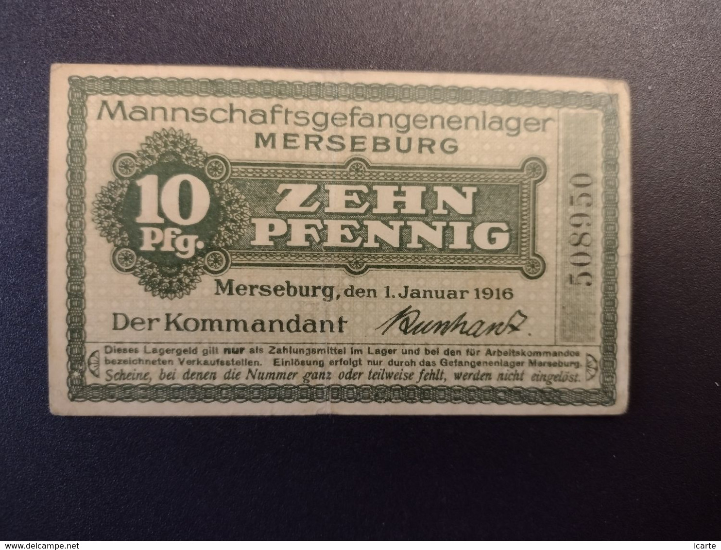 Billet 10 PFENNIG LAGERGELD MONNAIE DE CAMP PRISONNIER DE GUERRE Kriegsgefangenenlager MERSEBURG - Other & Unclassified