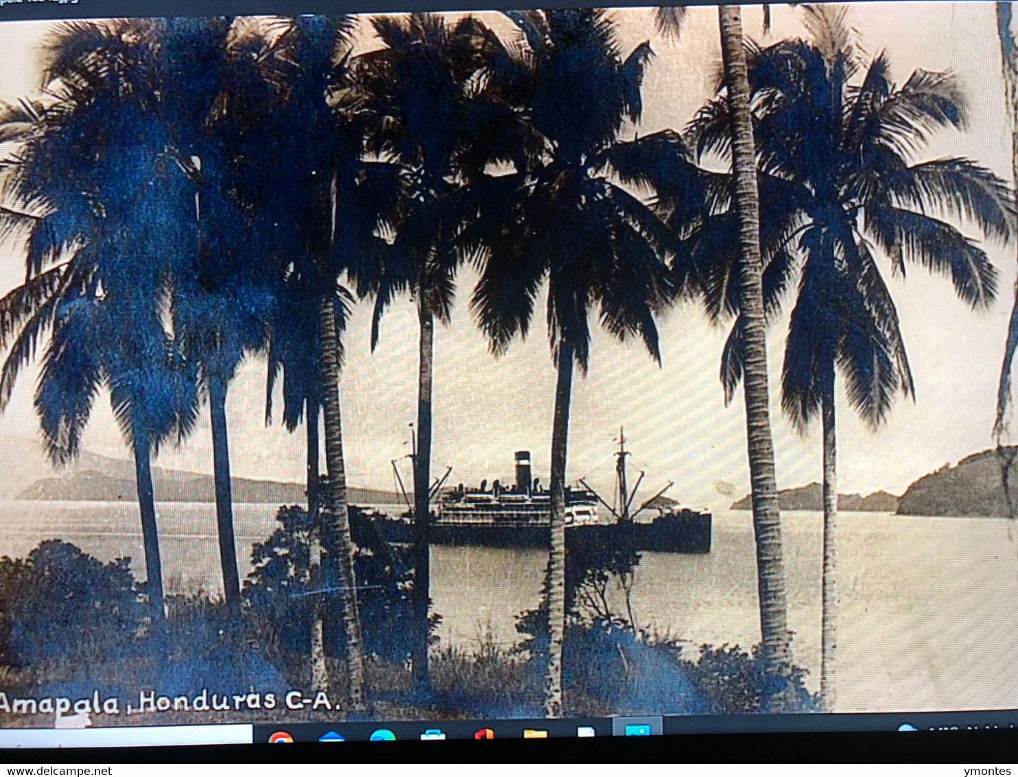 Interesting Triple Control Marking In Postcard Showing Ship In Amapala 1934 - Honduras