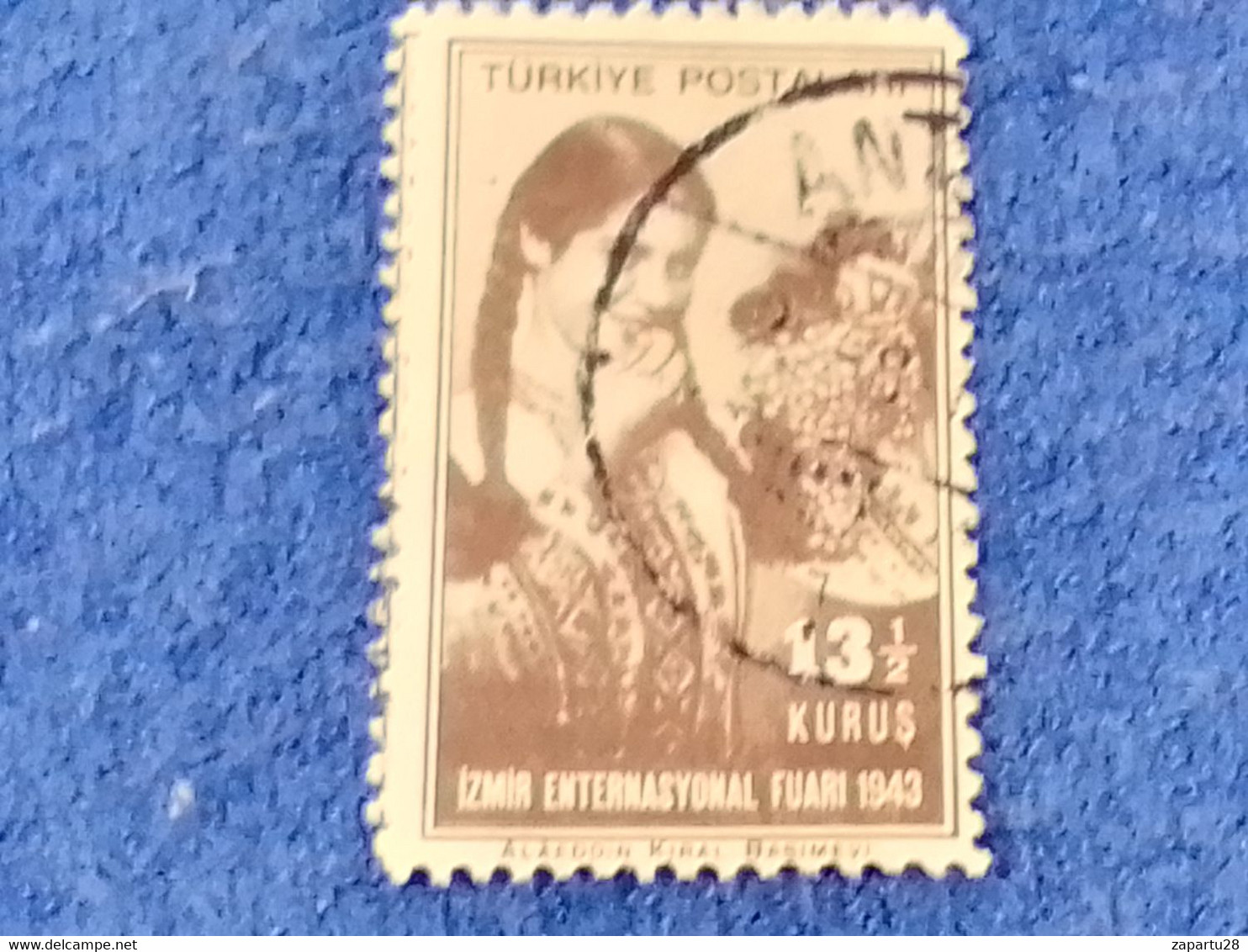 TÜRKİYE.-1940-50-  13.50K  İZMİR FUARI DAMGALI - Oblitérés