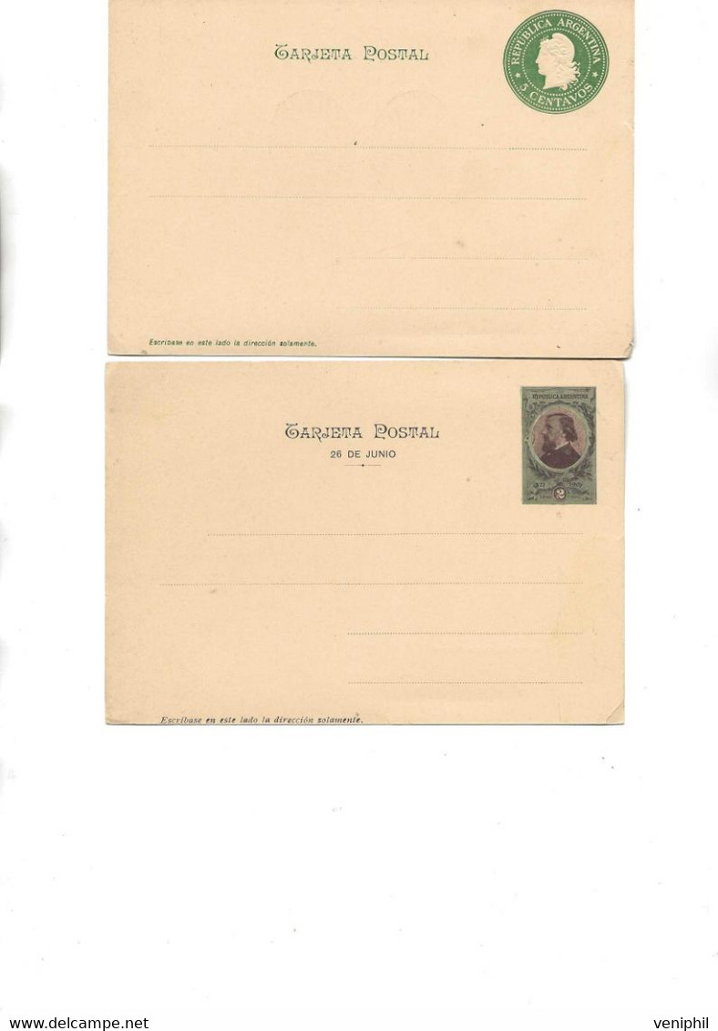 ARGENTINE - 2 ENTIERS POSTAUX AVANT 1900 -NEUFS - TTB - Entiers Postaux