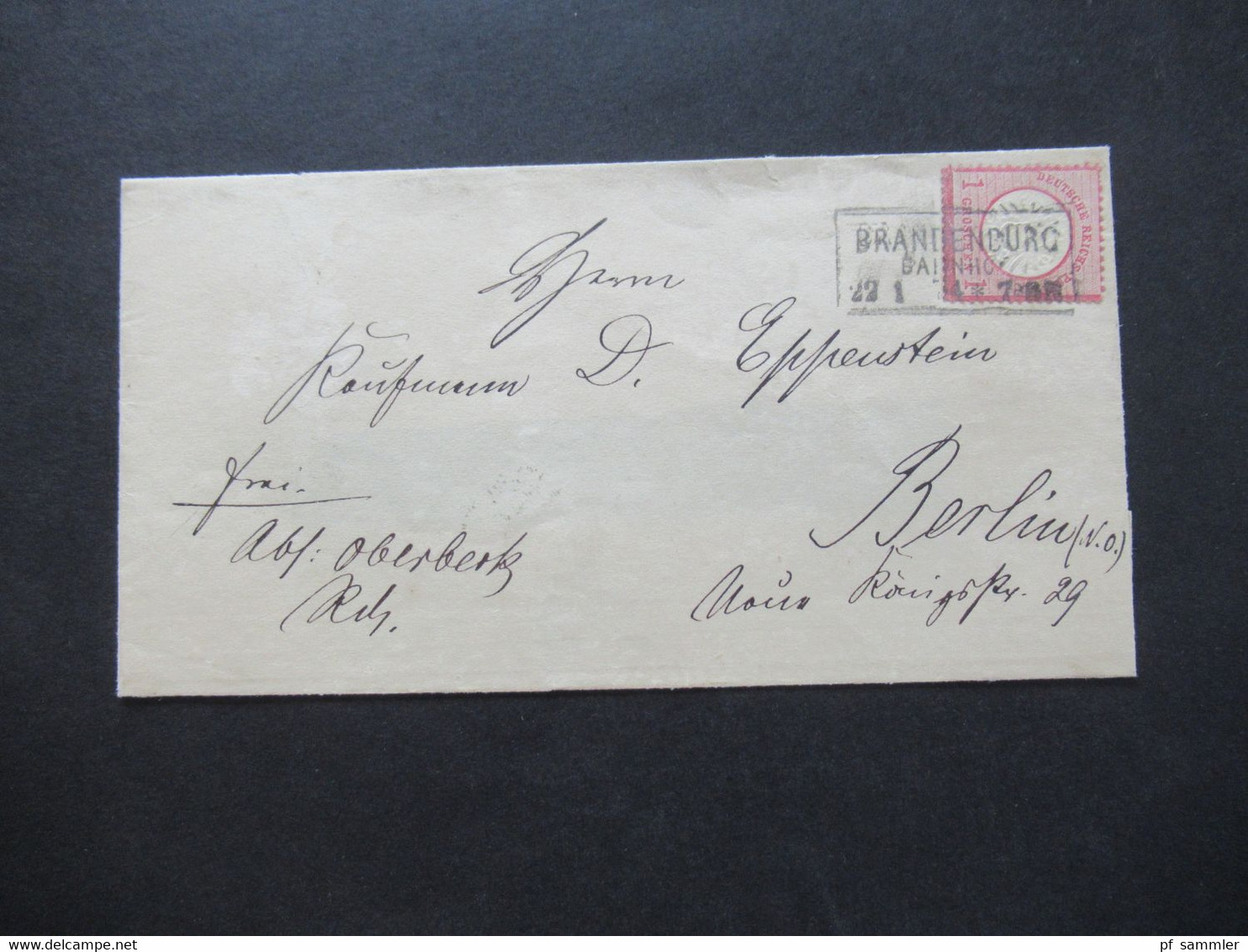 DR 1874 Brustschild Nr.19 EF Mit Stempel Ra3 Brandenburg Bahnhof Nach Berlin Gesendet Mit Altem Prüfbefund Hennies - Storia Postale