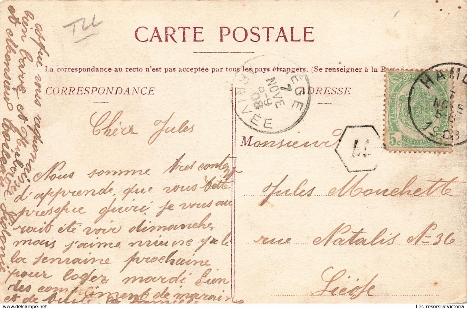 Belgique - Hamoir - Une Chaumière - Edit. Brisbois Lhoest - Animé - Oblitéré Hannut 1908 - Carte Postale Ancienne - Hamoir