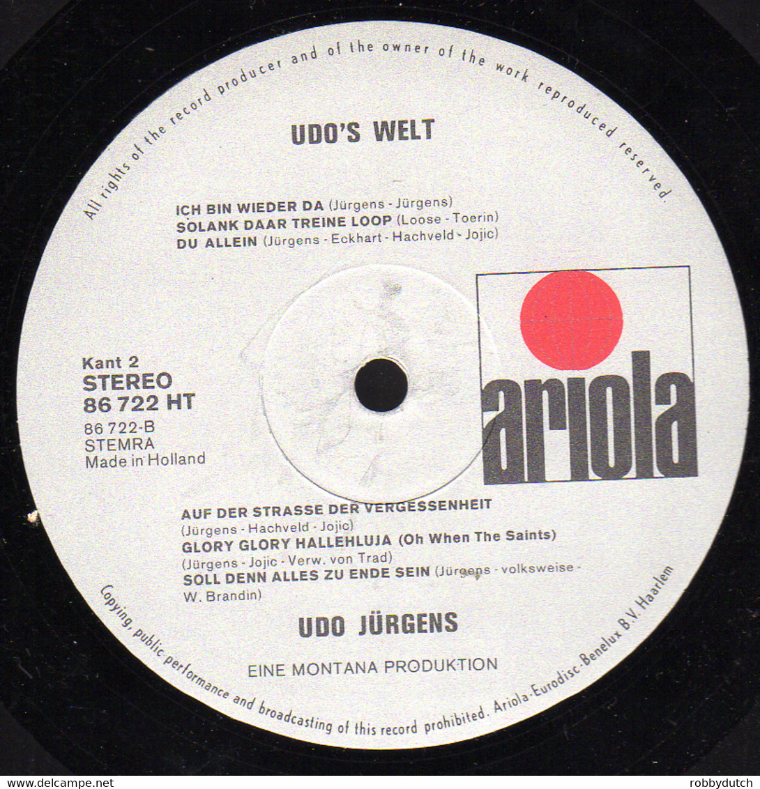 * LP *  UDO JÜRGENS - UDO'S WELT (Holland 1973 EX-) - Other - German Music