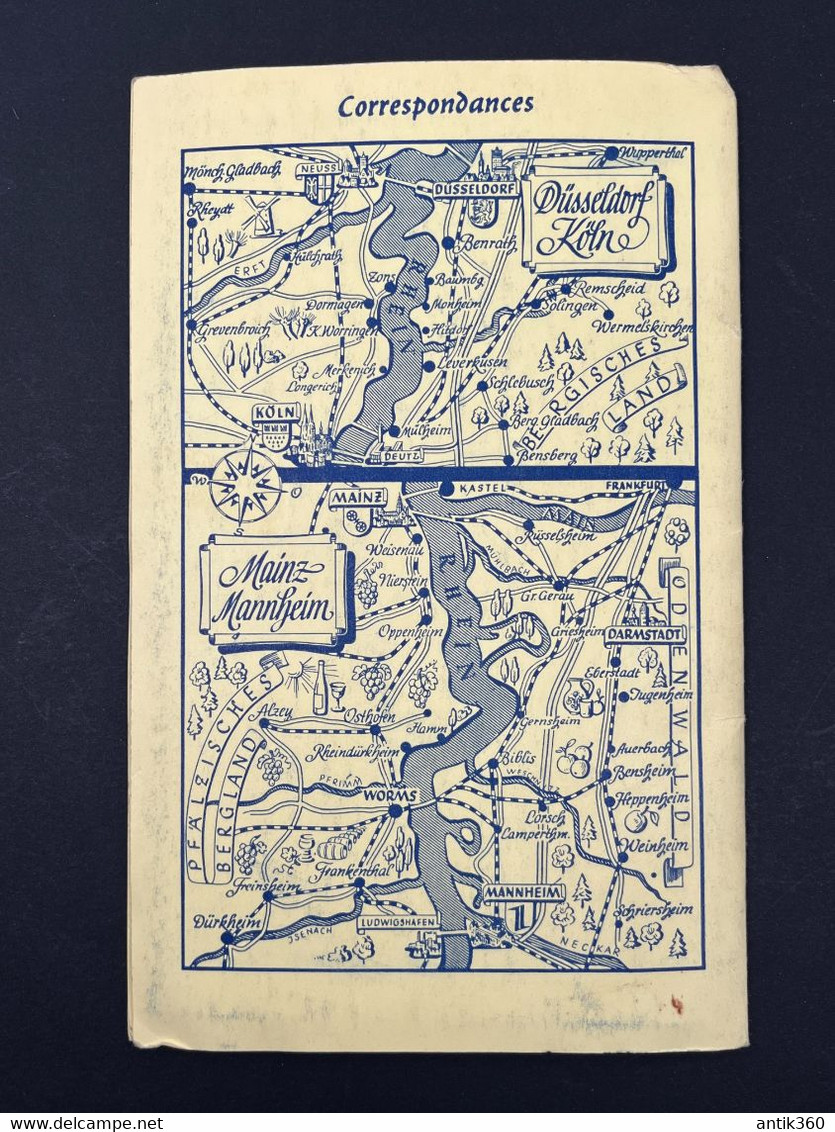 Ancien Dépliant Touristique / Plan / Carte LE COURS DU RHIN DE MAYENCE A COLOGNE Allemagne Hoursch & Bechstedt - Dépliants Touristiques