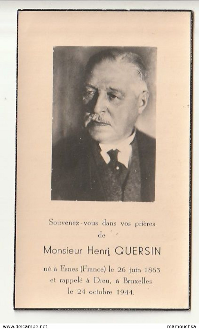 Décès Henri QUERSIN Né à Esnes (France) 1863 Bruxelles 1944 (photo) - Imágenes Religiosas