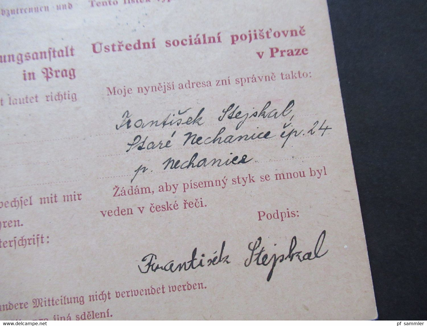 1940 Protektorat Böhmen Und Mähren Ganzsache Zentralsozialversichungsanstalt Dienstpostkarte DPB 1 Antwortteil - Lettres & Documents