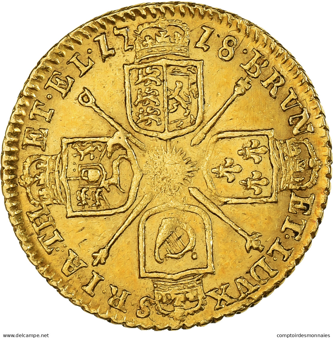 Monnaie, Grande-Bretagne, George I, 1/4 Guinea, 1718, Londres, SUP, Or, KM:555 - Guinea