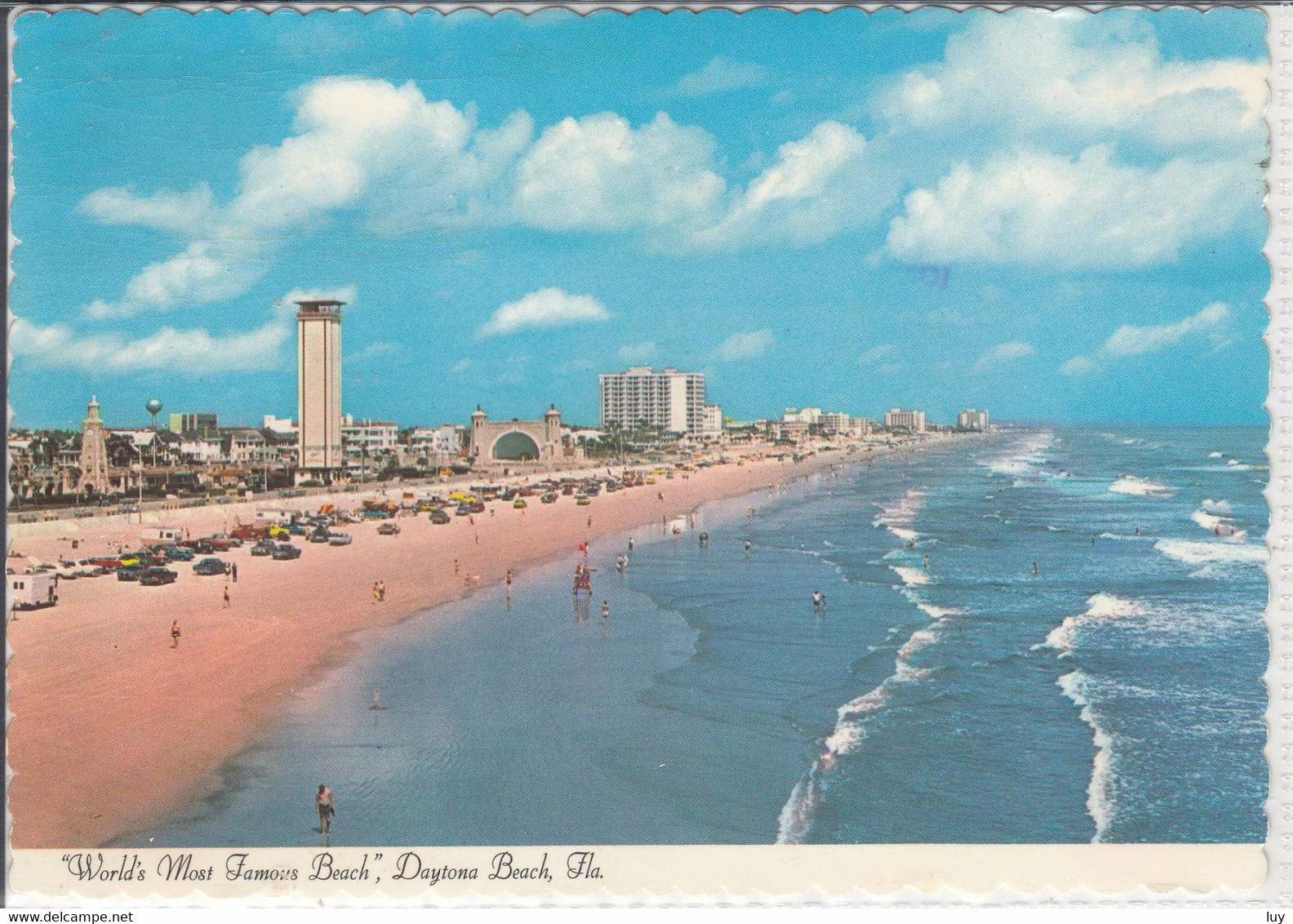 DAYTONA BEACH, FL - World's Most Famous Beach  Showing Observation Tower And Bandshell - Daytona