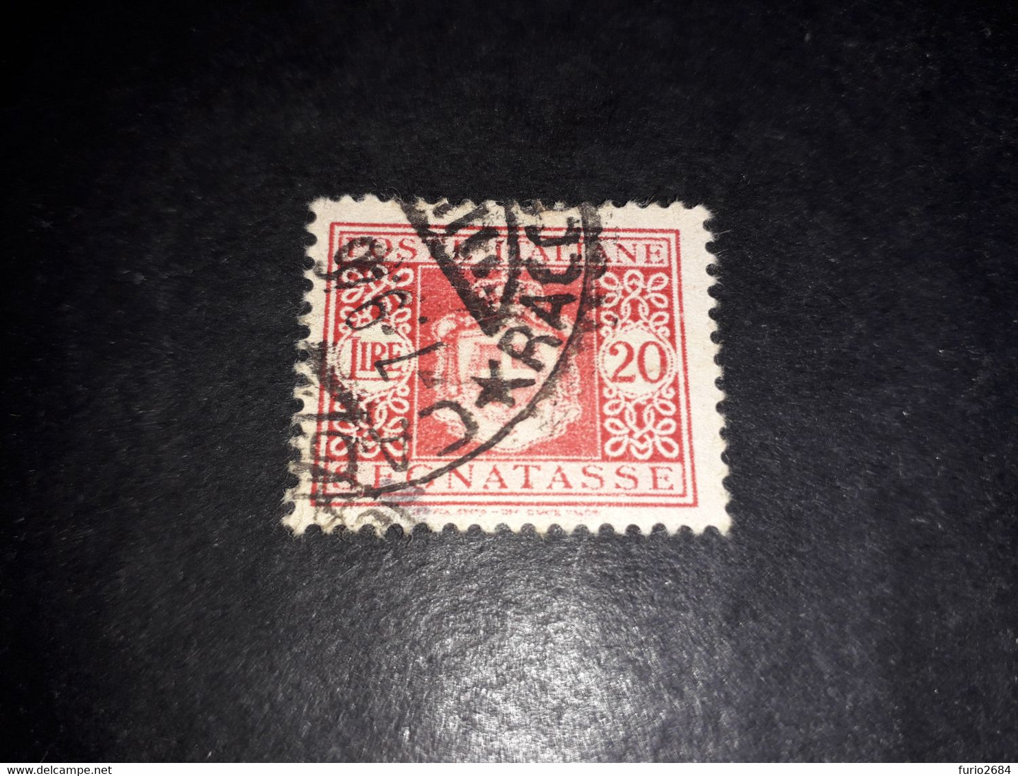 05AL21 REGNO D'ITALIA 1945 SEGNATASSE NUOVO STEMMA SABAUDO SENZA FASCI LIRE 20 "XO" - Used