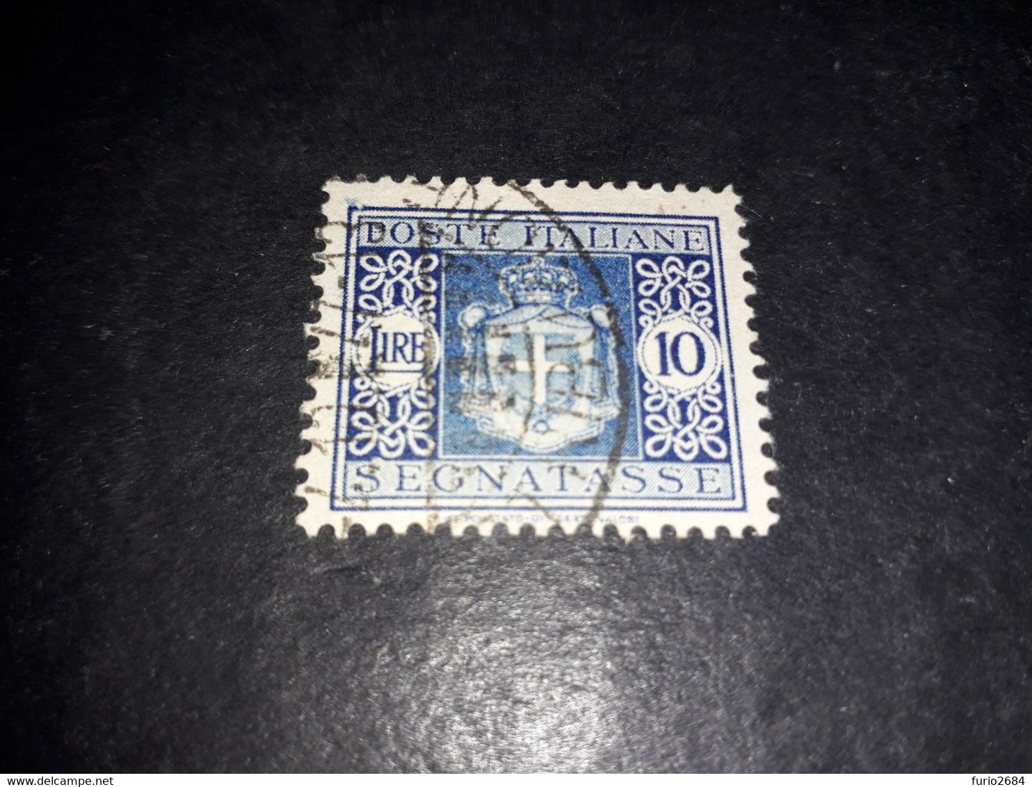 05AL21 REGNO D'ITALIA 1945 SEGNATASSE NUOVO STEMMA SABAUDO SENZA FASCI LIRE 10 CON FILIGRANA "XO" - Used