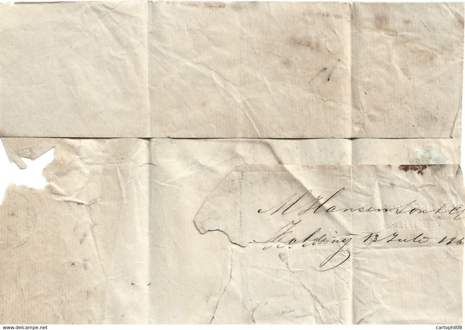 DENMARK DANMARK - 1866 STAMPLESS LETTER FROM KOLDING VIA GERMANY HAMBURG TO NETHERLANDS ARNHEIM - Briefe U. Dokumente