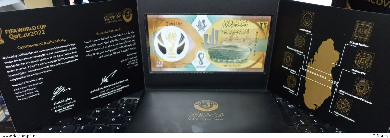 QATAR - P.W39 – 22 Rials 2022 UNC, In Original Folder,  "FIFA World Cup In Qatar" Commemorative Issue - Qatar