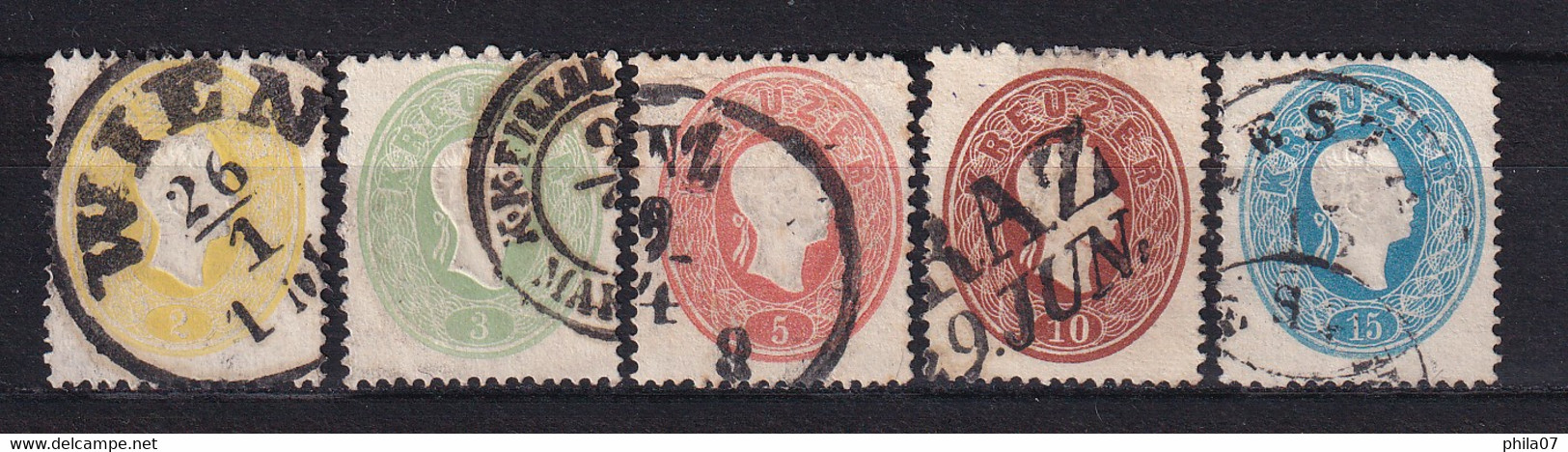 AUSTRIA 1860 - Mi.No. 18/22, Canceled Complete Serie / 2 Scans - Used Stamps