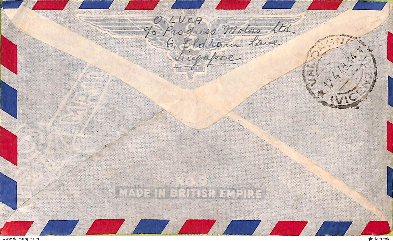 Ac6681 - MALAYA  BMA - Postal History -  Airmail COVER  To ITALY  1948 - Malaya (British Military Administration)